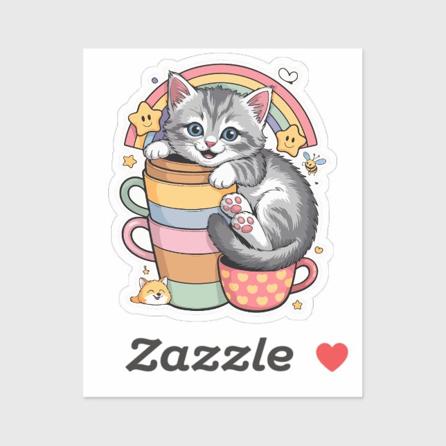 Paws und Regenbogen Aufkleber (Blatt)