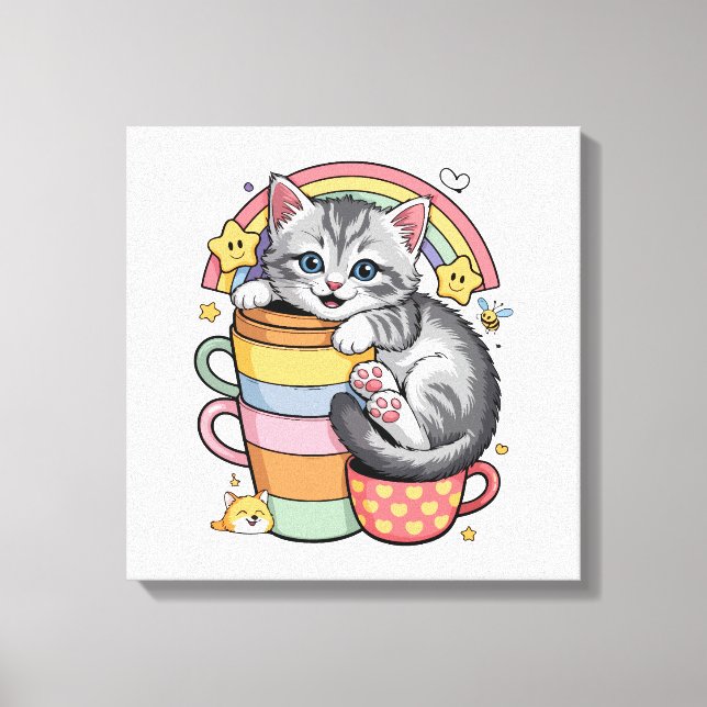 Paws und Regenbogen Leinwanddruck (Vorderseite)