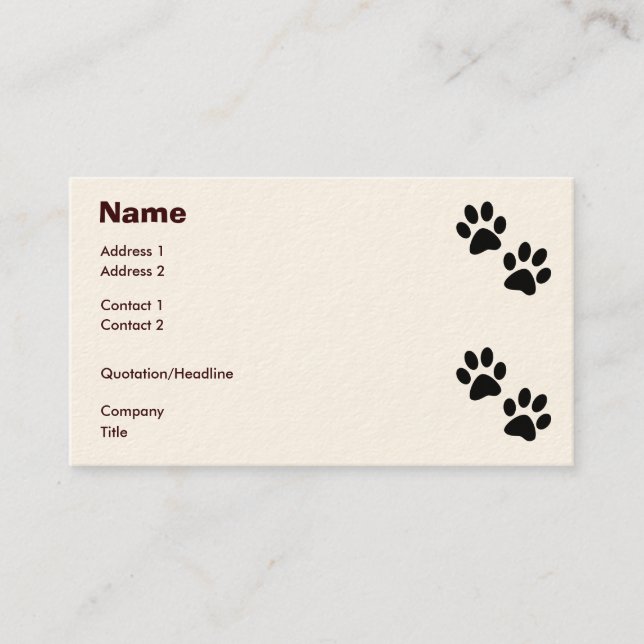 Paws Visitenkarte (Vorderseite)