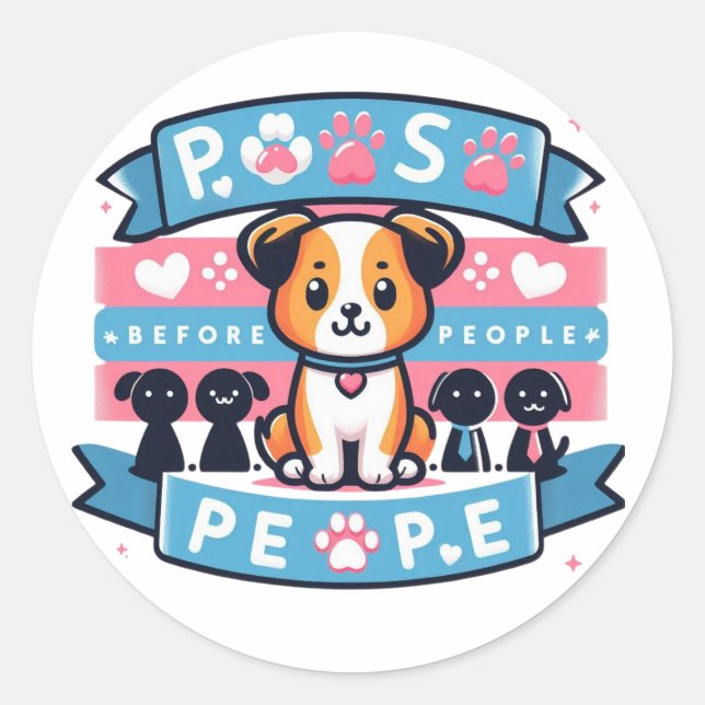 Paws vor den Niedlichen Runder Aufkleber (Vorderseite)