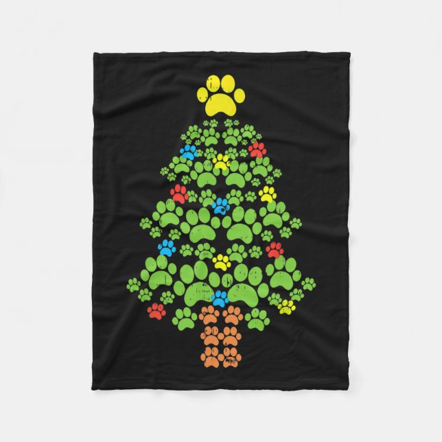 Paws Weihnachtsbaum Hund oder Katze mit Santa Ligh Fleecedecke (Vorderseite)