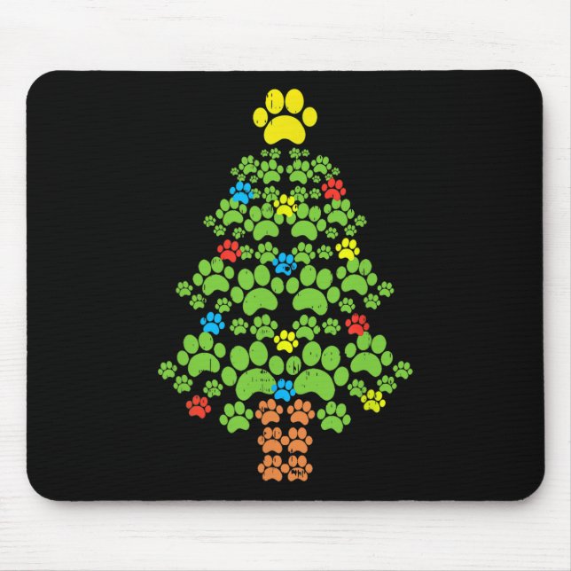 Paws Weihnachtsbaum Hund oder Katze mit Santa Ligh Mousepad (Vorne)