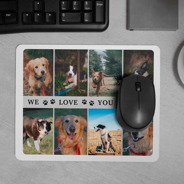 Paws Wir Liebe Sie Vater Foto Collage Mousepad (Von Creator hochgeladen)