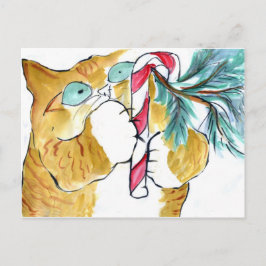 Paws Yank! Orange Tiger & Candy Cane Postkarte