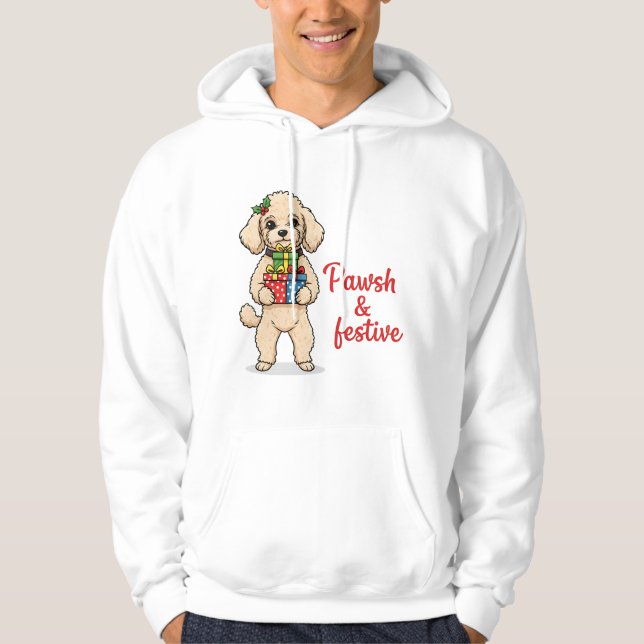 Pawsh and Festive Dog Hoodie, Fancy Christmas Dog  Hoodie (Vorderseite)