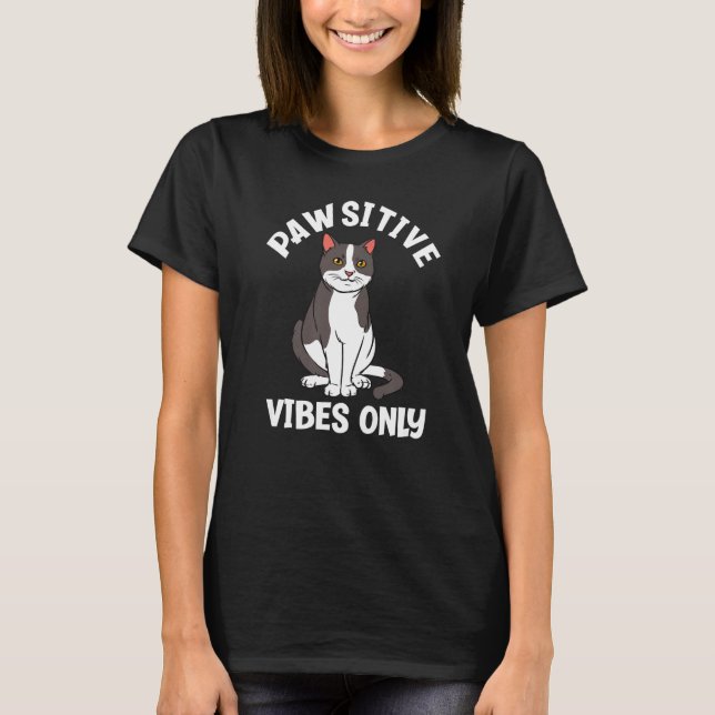 Pawsily Vibes Only Funny Cat Lover Premium T-Shirt (Vorderseite)