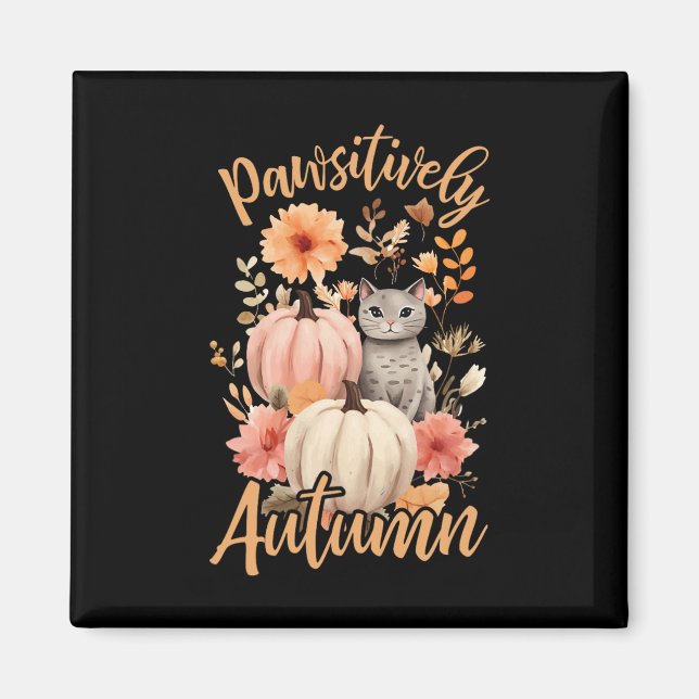 Pawsitiv Autumn Cottage Cats Fall Halloween Magnet (Vorne)