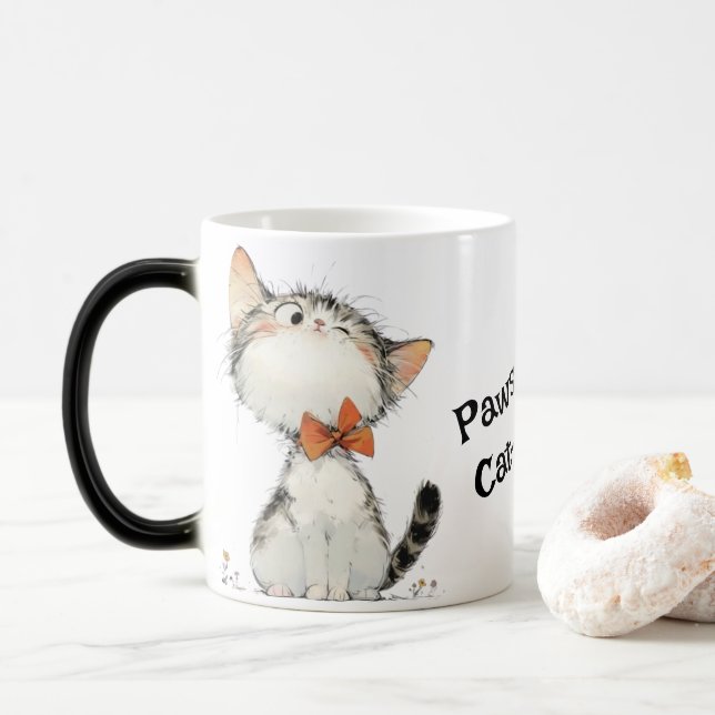 Pawsitiv Cat-titude Coffee Tasse - Sip with Sass (Mit Donut)