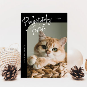 Pawsitiv festes Cat Foto Black Christmas Feiertagskarte
