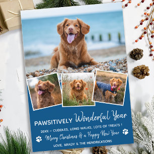 Pawsitiv Heimtier Jahr in Review Blue Dog Foto Feiertagskarte