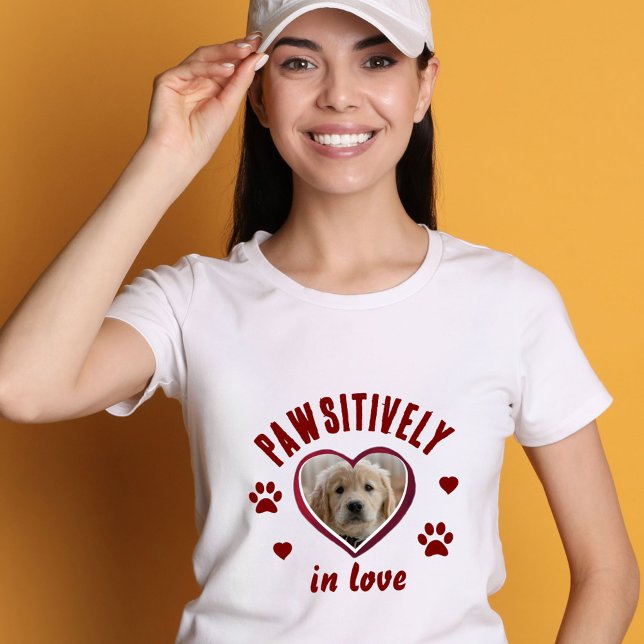 Pawsitiv in Liebe Paw Heart Dog Foto T-Shirt (Von Creator hochgeladen)