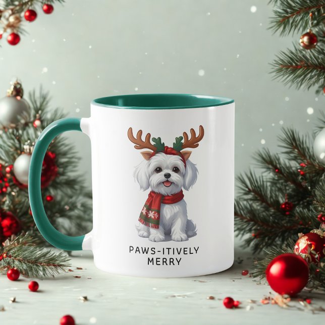 Pawsitiv Merry Maltese Hund Weihnachtskaffee Tasse (Von Creator hochgeladen)