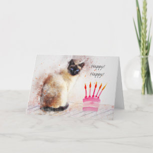 Pawsitiv Purfect Birthday, Siamkatze, Kuchen Karte