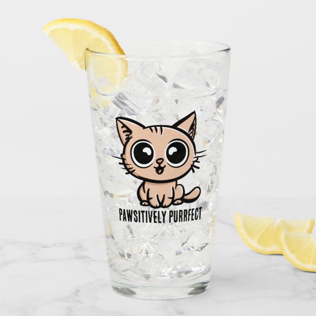 Pawsitiv Purfect, schöne Manga Kitten Glas (Vorderseite Ice)