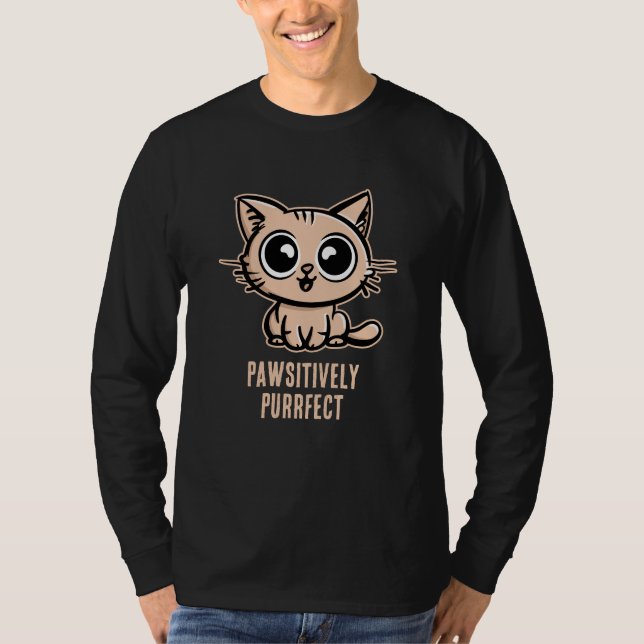 Pawsitiv Purfect, schöne Manga Kitten T-Shirt (Vorderseite)