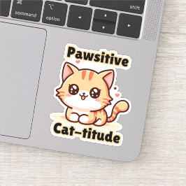 Pawsitive Katze-titude Kawaii Cat Aufkleber