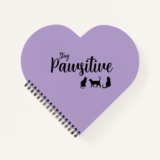 Pawsitive Schwarze Katze bleibe Notizbuch (Vorderseite)