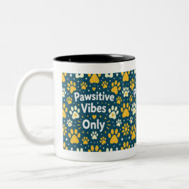 Pawsitive Vibes Only Dog Paw Print Coffee Mug Zweifarbige Tasse