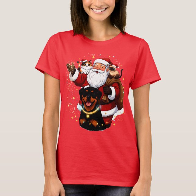 Pawsitively Enchanted: Santa’s Magical Pet Moment T-Shirt (Vorderseite)