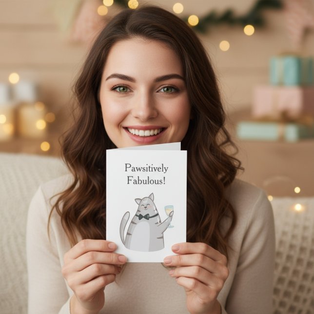 Pawsitively Fabulous Funny Cat Greeting Karte (Von Creator hochgeladen)