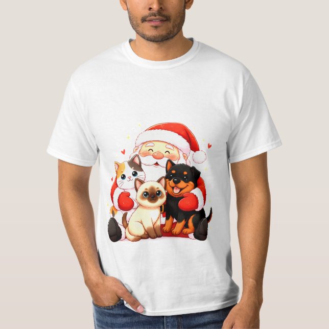 Pawsitively Huggable: Santa’s Snuggle Squad T-Shirt (Vorderseite)