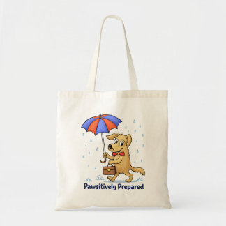 Pawsitively Prepared – Cute Dog with Umbrella Tragetasche