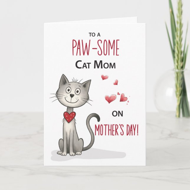 Pawsome Cat Pet Mama Whimsical Mütter Day Karte (Vorderseite)