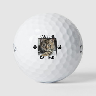 Pawsome Cat Vater Paw Prints Cat's Foto Golfball