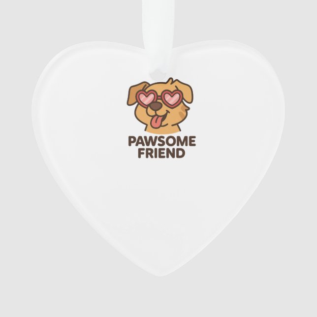 Pawsome Freund Cooler Hund mit Herzbrille Ornament (Vorderseite)