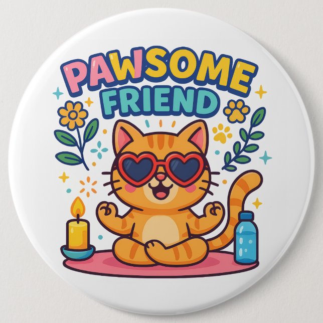 Pawsome Friend Because Every Cat Deserves Love Button (Vorderseite)