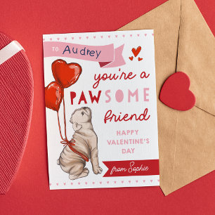Pawsome Friend Dog Classroom Valentinstag Card Einladung