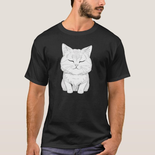 Pawsome Gemustert Cat - Relaxed Kitten TSQ T-Shirt (Vorderseite)