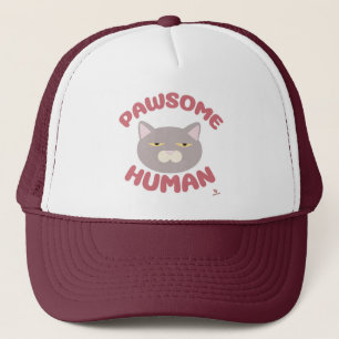 Pawsome Human Cool Cat Cartoon Art Truckerkappe