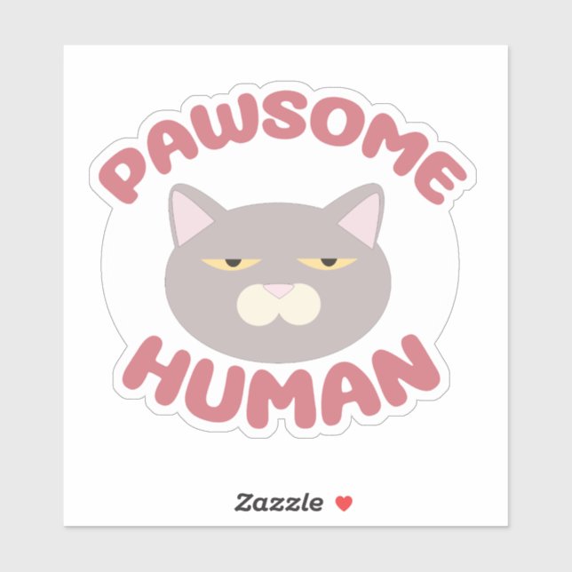 Pawsome Human Funny Cat Head Cartoon Design Aufkleber (Blatt)