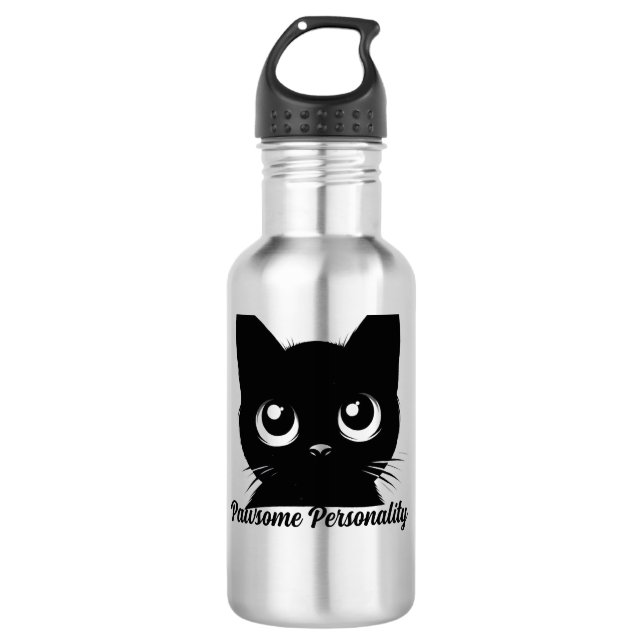 Pawsome Personic Cat Design Edelstahlflasche (Vorderseite)