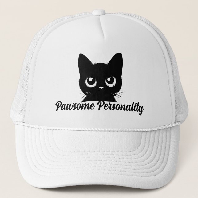 Pawsome Personic Cat Design Truckerkappe (Vorderseite)