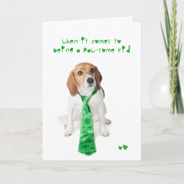 Pawsome Tag St. Patricks KinderBeagle Karte (Vorderseite)