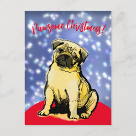 Pawsome Weihnachten mit einem kleinen Mops! Postka Postkarte