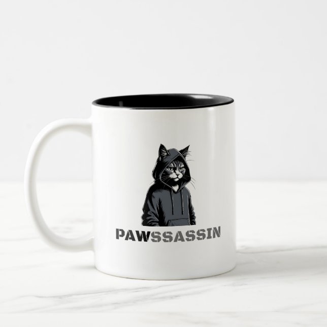 PAWSSASSIN - Hood Cat Coffee Mug Zweifarbige Tasse (Links)
