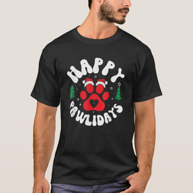 Pawtastic Pets Apparel Unisex Adults Happy Pawlida T-Shirt (Vorderseite)