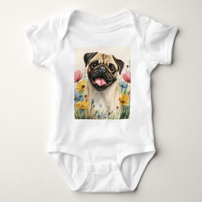 Pawtected by Pug Baby Strampler (Vorderseite)