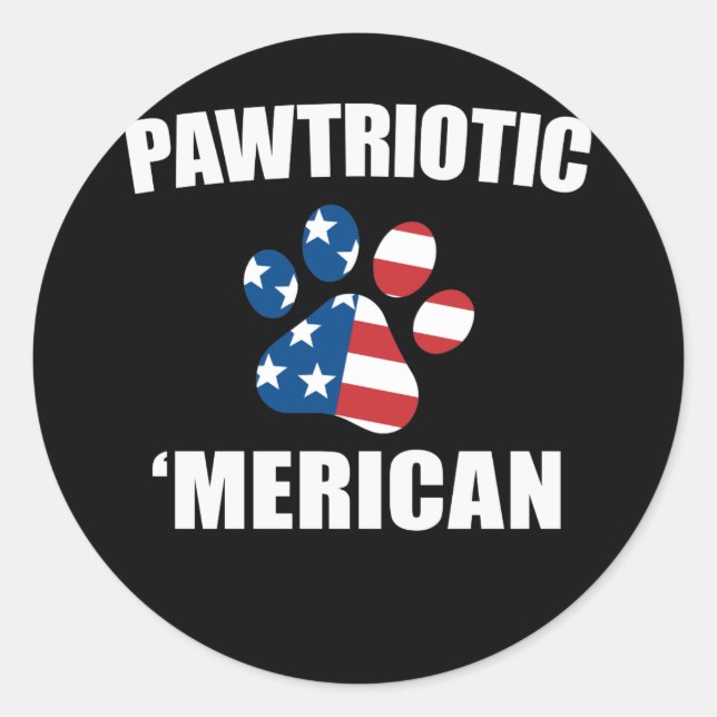 Pawtriotic Merican Dog Paw USA Flag Runder Aufkleber (Vorderseite)