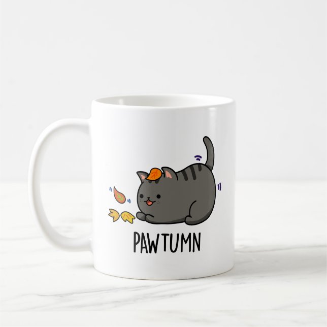 Pawtumn niedlich Herbst Kitty Cat Pub Kaffeetasse (Links)