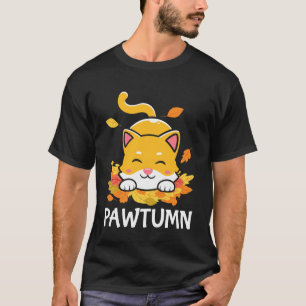 Pawtumn Süße Katze Erntedankfest Herbst Herbst Gra T-Shirt