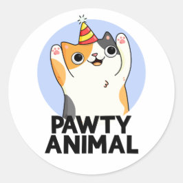 Pawty Animal Funny Party Cat Puff Runder Aufkleber
