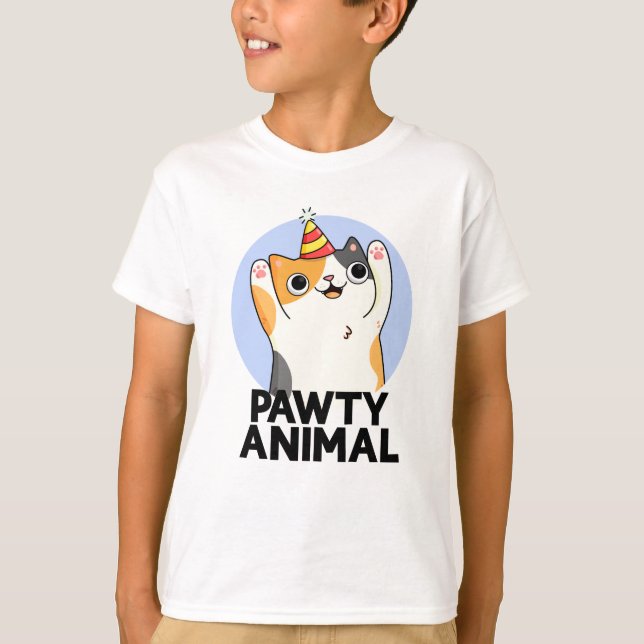 Pawty Animal Funny Party Cat Puff T-Shirt (Vorderseite)