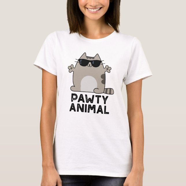 Pawty Animal Funny Party Cat Puff T-Shirt (Vorderseite)