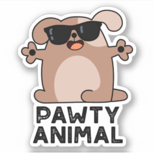Pawty Animal Funny Party Dog Puff Aufkleber