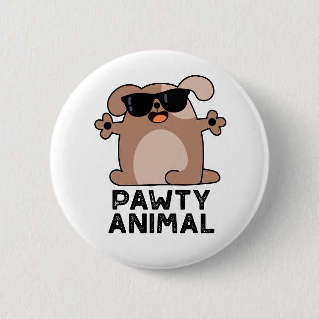 Pawty Animal Funny Party Dog Puff Button (Vorderseite)