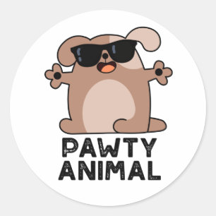 Pawty Animal Funny Party Dog Puff Runder Aufkleber